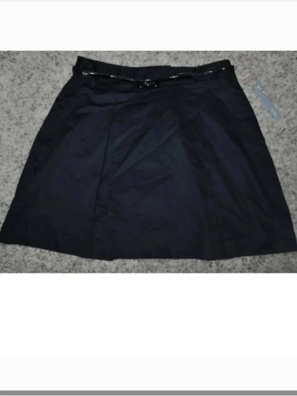 Apt. 9 Skirt Womens 12P Black Pleated Stretch Zip Back Lined Belted Petite
